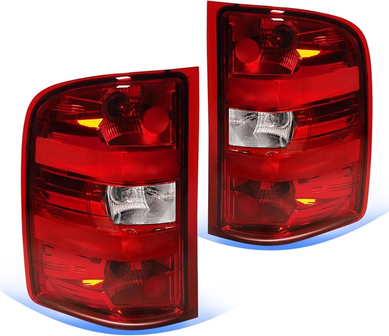 STRECOS Pair Tail Lights Compatible with 2007-2013 Chevy Silverado 1500 2500HD 3500HD GMC Sierra Taillight Assemblies Rear Brake Lamps Red Border (1 Pair) - Image 1